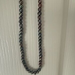 Tahitian Black Pearl Strand Necklace 5mm,18",14k Gold Clasp,Peacock Colors 12.9g